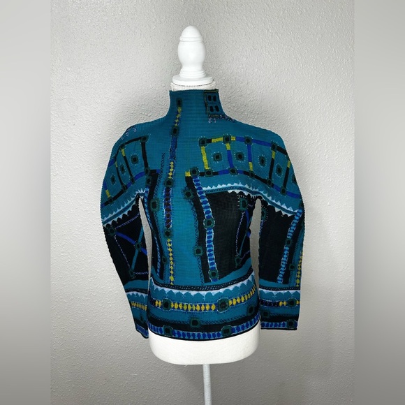 Issey Miyake me Long Sleeve High Neck Shirt for Ladies Blouse  size free - Picture 1 of 7